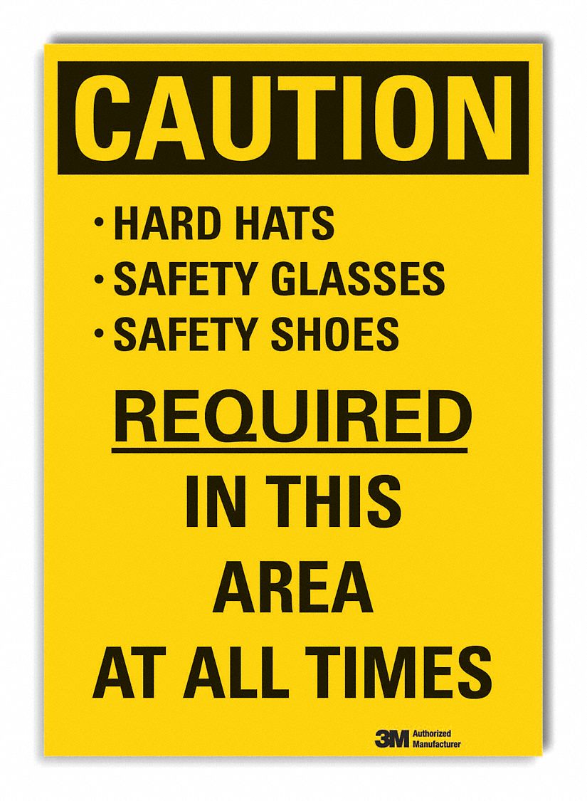 Hard Hat Caution Reflective Label: Reflective Sheeting, Adhesive Sign Mounting, Engineer Grade
