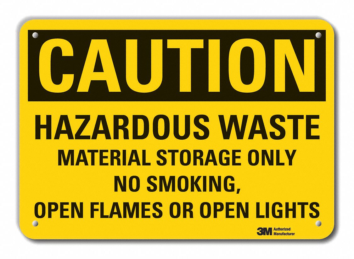 Reflective  Hazardous Waste Caution Sign: Aluminum, Mounting Holes Sign Mounting, Engineer Grade
