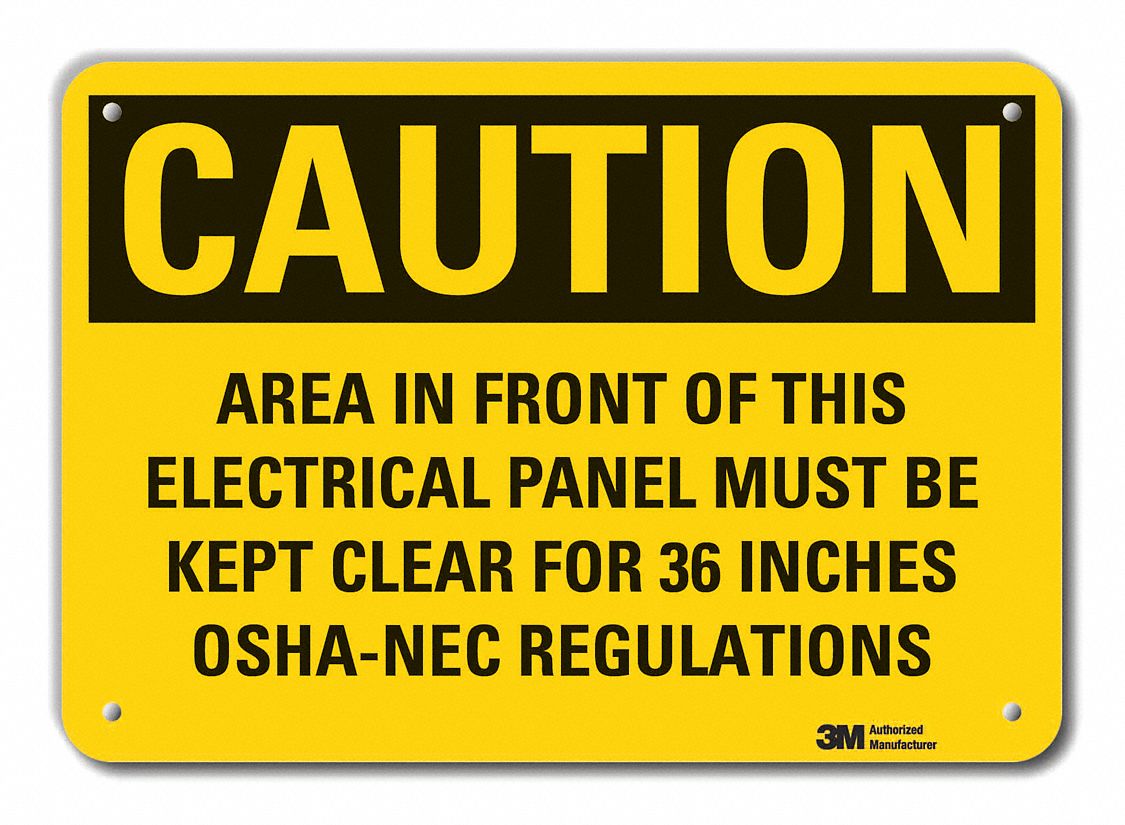Reflective  Electrical Panel Caution Sign: Aluminum, Mounting Holes Sign Mounting, Engineer Grade