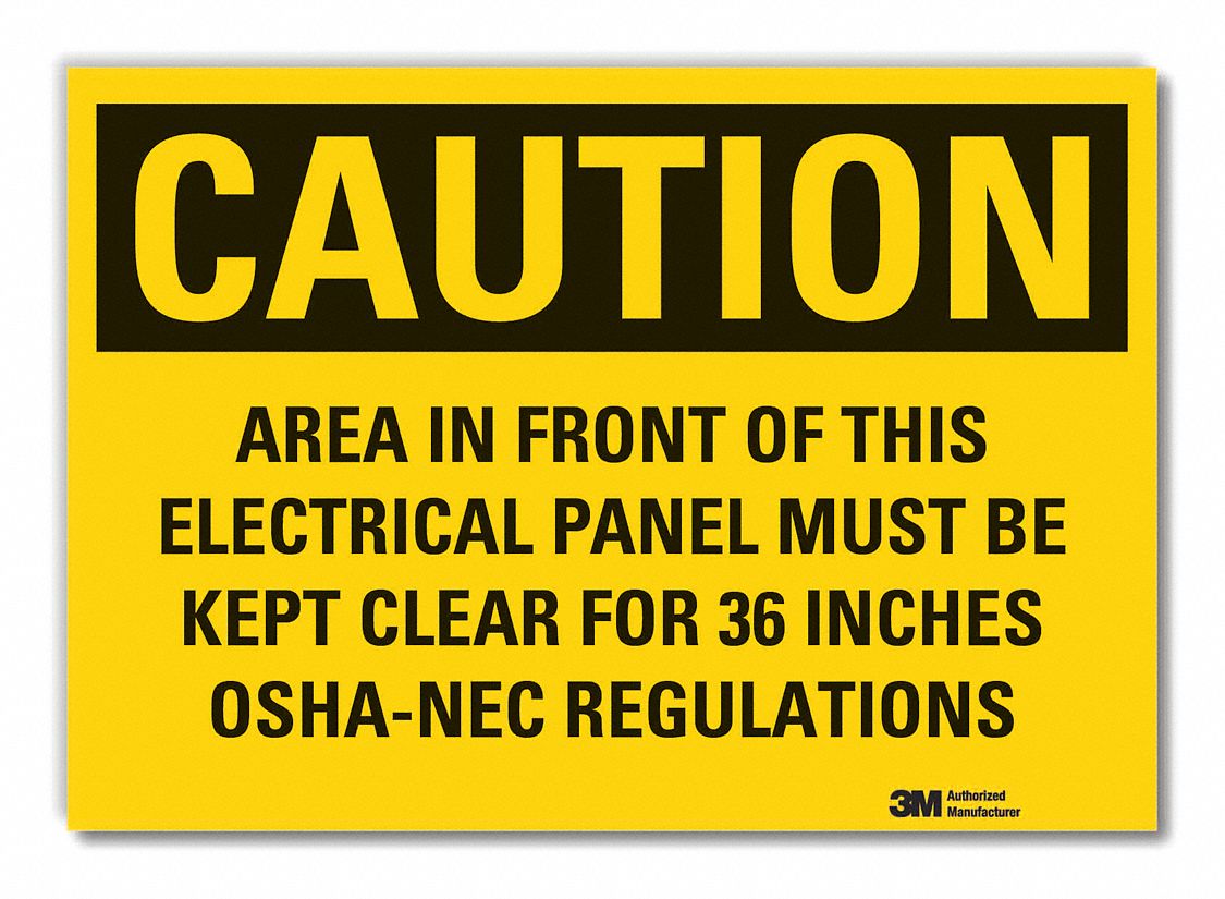 ELECTRICAL PANEL CAUTION REFLECTIVE LABEL, REFLECTIVE SHEETING, ADHESIVE MOUNT, 3.5X5IN