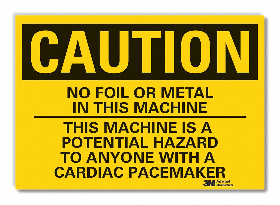 Microwave Caution Rflct Label, 5inx7in