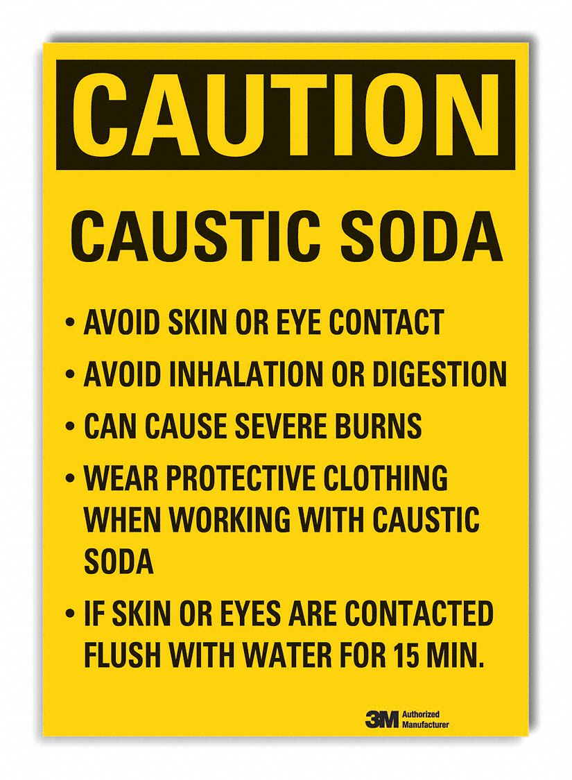  Caustic Caution Reflective Label: Reflective Sheeting, Adhesive Sign Mounting, Engineer Grade