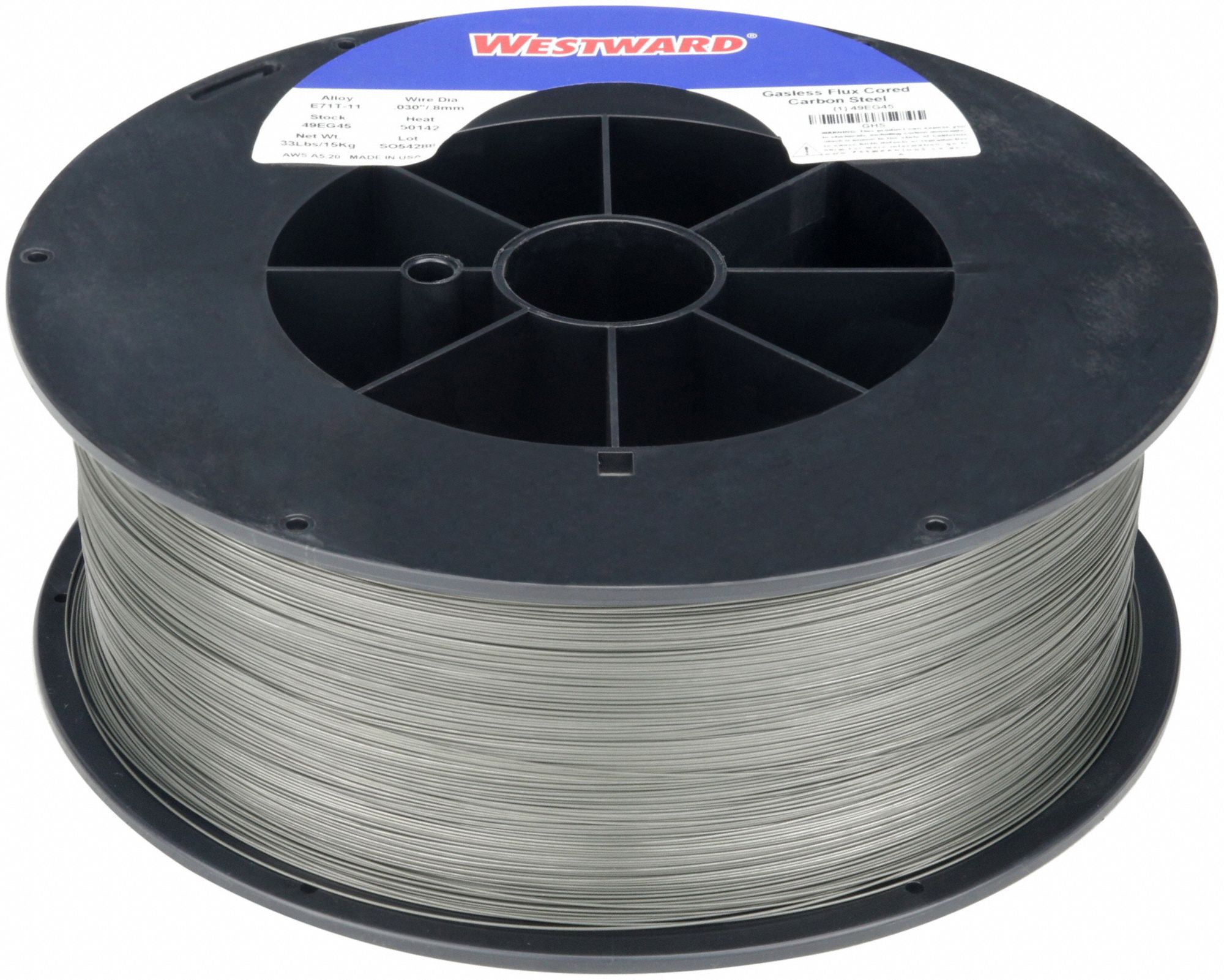 WESTWARD, Carbon Steel, E71T11, FluxCored Welding Wire 49EG45