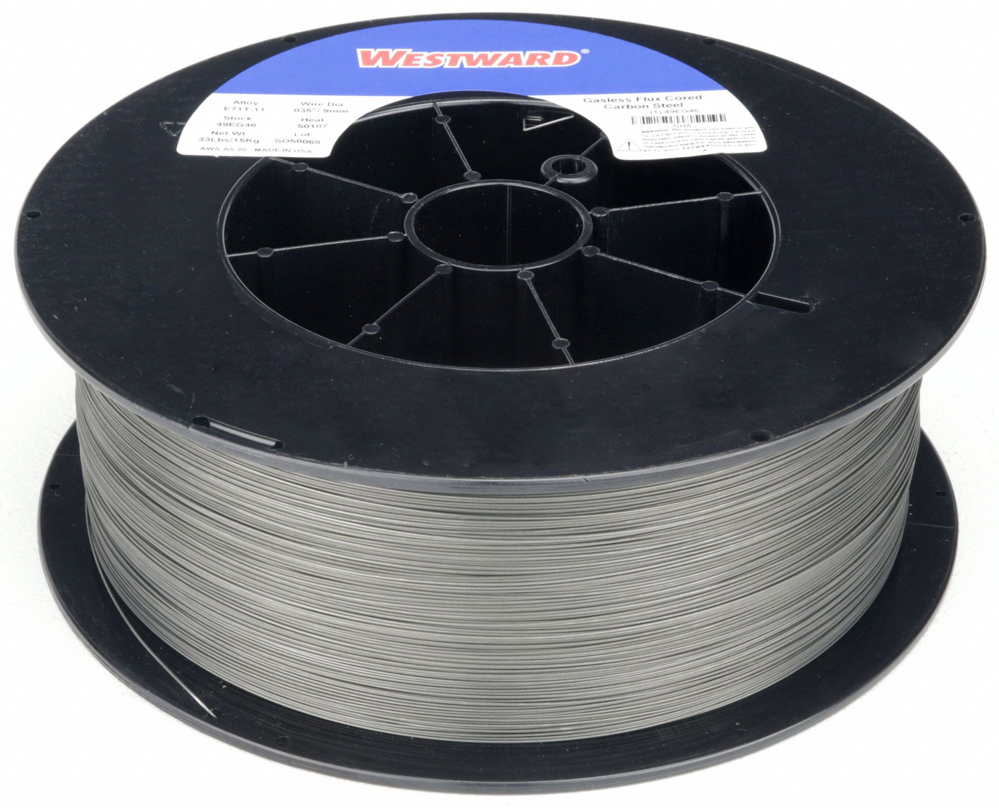 Flux-Cored Welding Wire: Carbon Steel, E71T-11, 0.035 in, 33 lb