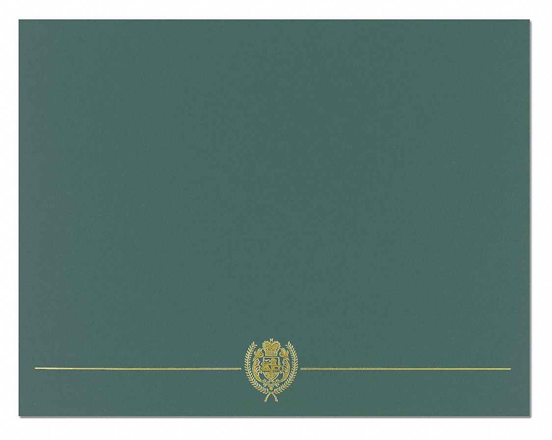 Certificate Cover: Card Stock, Gold/Green, 5 PK