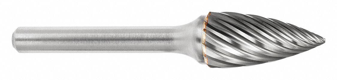 Carbide Bur: Pointed-End Tree, SG-1, Inox Cut, 1/4" x 5/8" Head, 1/4" Shank