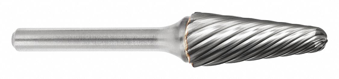 Carbide Bur: Ball-Nosed Cone, SL-2, Inox Cut, 5/16" x 7/8" Head, 1/4" Shank