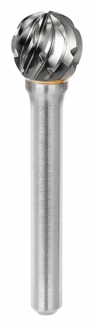 Carbide Bur: Ball, SD-1, Steel Cut, 1/4" Head, 1/4" Shank