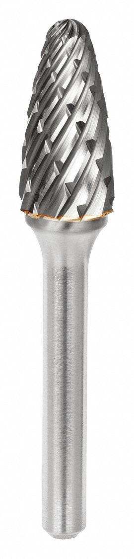 Carbide Bur: Ball-Nosed Tree, SF-1, Steel Cut, 1/4" x 5/8" Head, 1/4" Shank