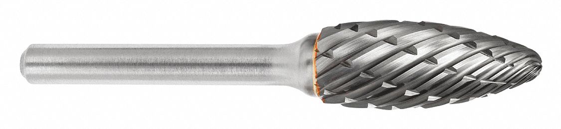 Carbide Bur: Flame, SH-2, Steel Cut, 5/16" x 3/4" Head, 1/4" Shank