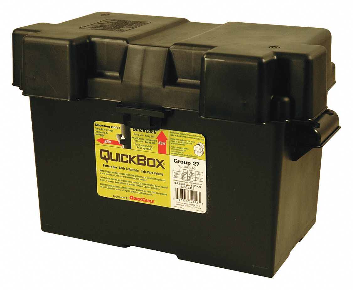 Battery Box, Black, 16-7/64" L x9-39/64" W