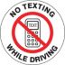 Circle No Texting While Driving Signs