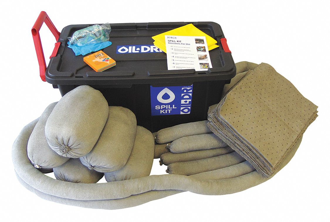 OILDRI, 39 gal Volume Absorbed Per Kit, (2) Protective Gloves, Spill