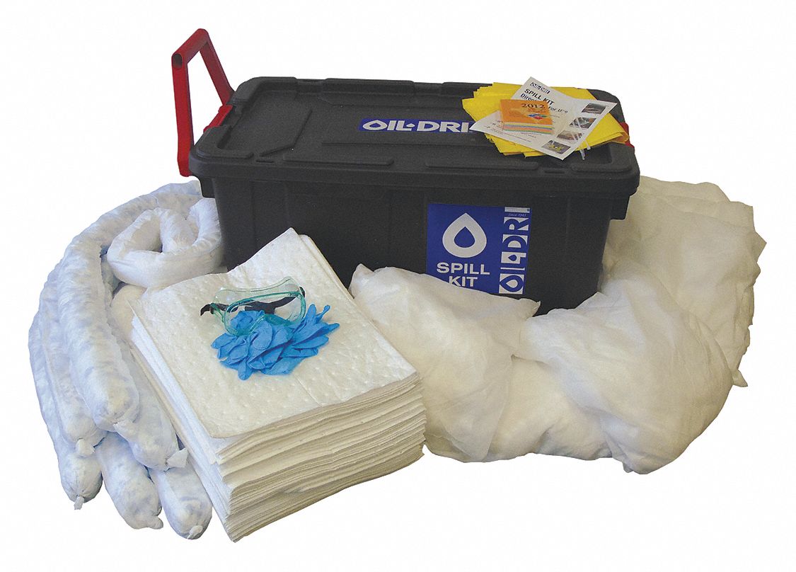 OILDRI Spill Kit, OilBased Liquids, White 49EL28L90340 Grainger