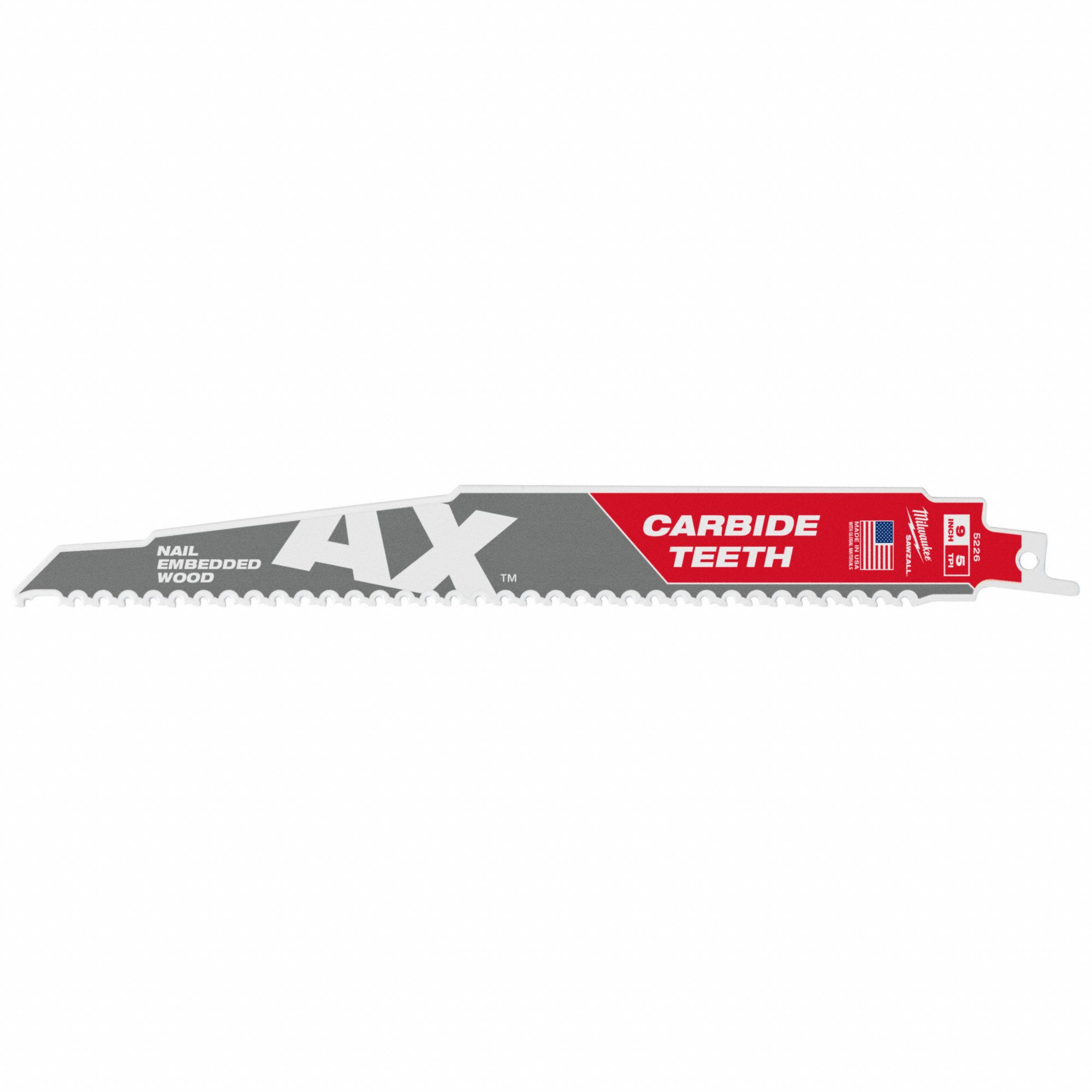MILWAUKEE, 5 Teeth per Inch, 9 in Blade Lg, Reciprocating Saw Blade
