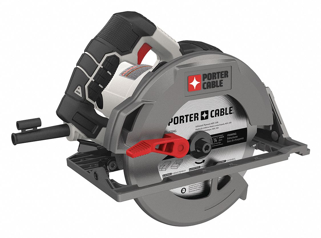 Circular Saw: 7 1/4 in Blade Dia., 15 A Current, Right, 0°to 55°, 0° Bevel Angle - Min
