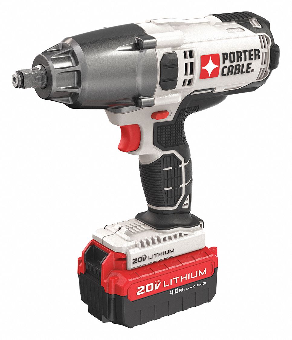 Impact Wrench: 1/2 in Drive Size, 330 ft-lb Fastening Torque, Brushed, 20 V DC Volt