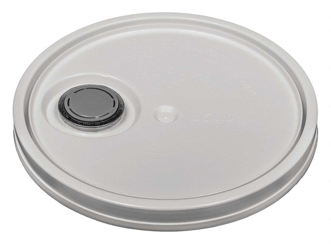 PLASTIC PAIL LID,WHITE,SPOUT,1-3/16 IN H