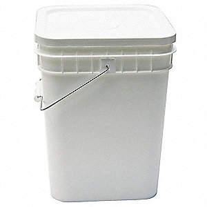 GRAINGER APPROVED GSQ2140W Pail,4.0 gal.,Open Head,White,W/Lid 