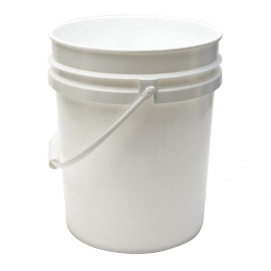 APPROVED VENDOR Pail: 5 gal, Open Head, Plastic, 12 3/8 in, 14 3/4 in  Overall Ht, Round, White