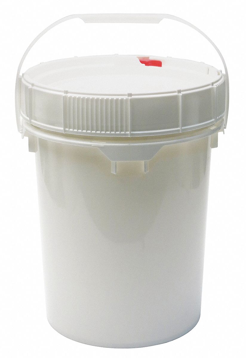 Top) Five gallon bucket with openings removed and vertical areas for