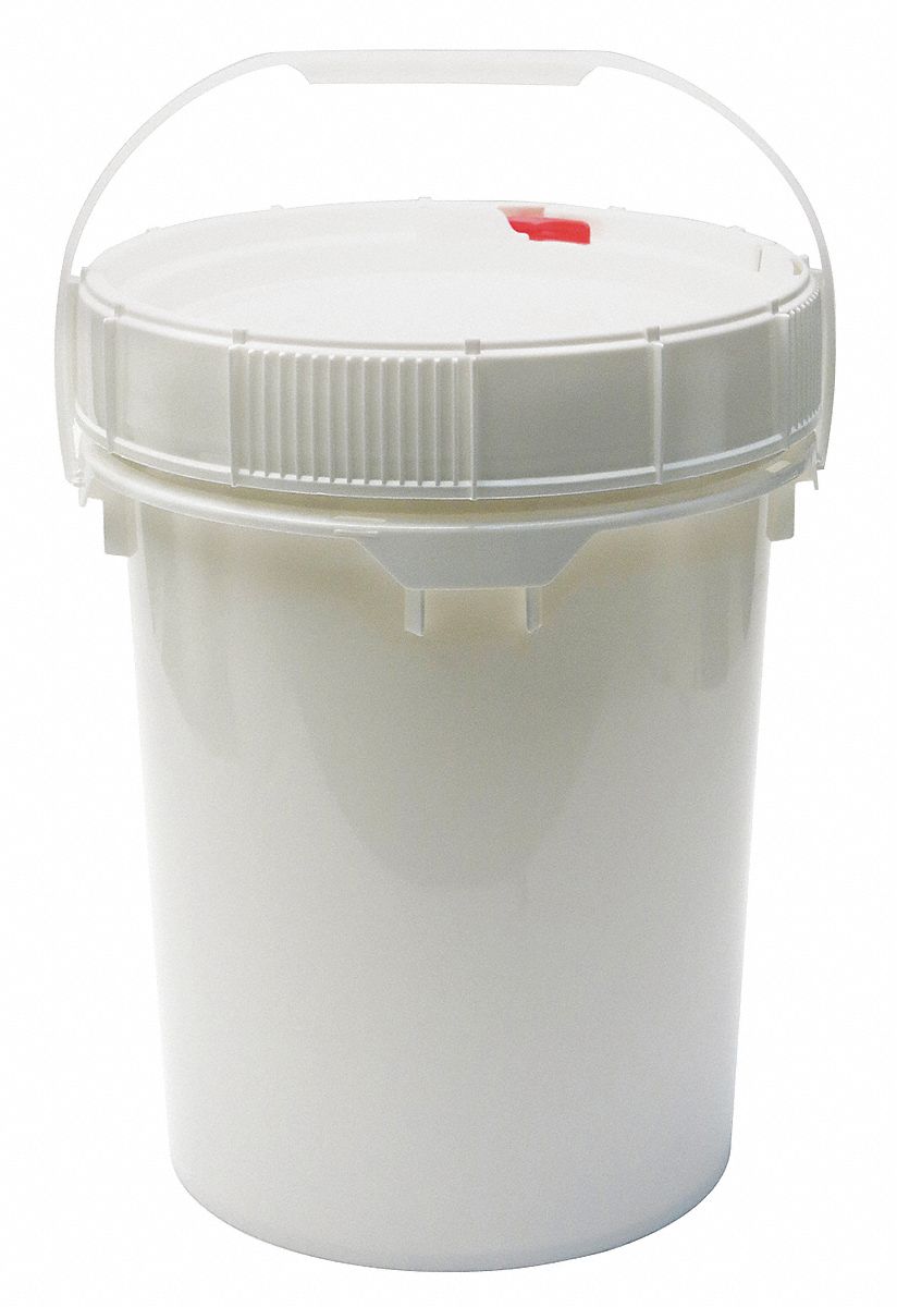 5 Gallon White Plastic Pail w/ Plastic Handle, Threaded Opening