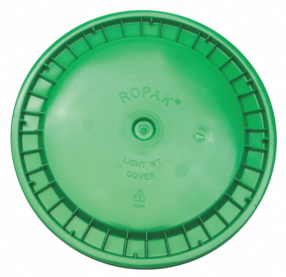 PLASTIC PAIL LID,GREEN,SNAP,1-3/16 IN. H