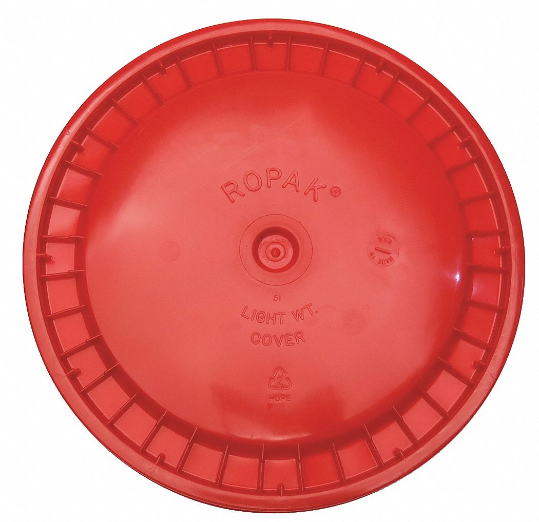 PLASTIC PAIL LID,RED,SNAP,1-3/16 IN. H