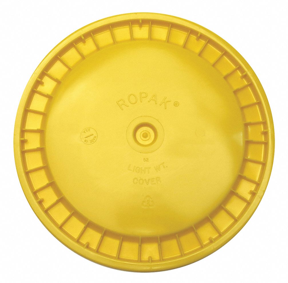 PLASTIC PAIL LID,YELLOW,SNAP,1-3/16 IN H