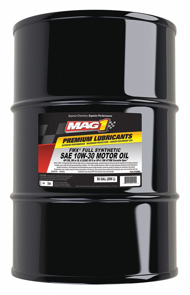 WARREN Full Synthetic, Engine Oil, 55 gal, 10W30, For Use With Gasoline Engines 49EP51