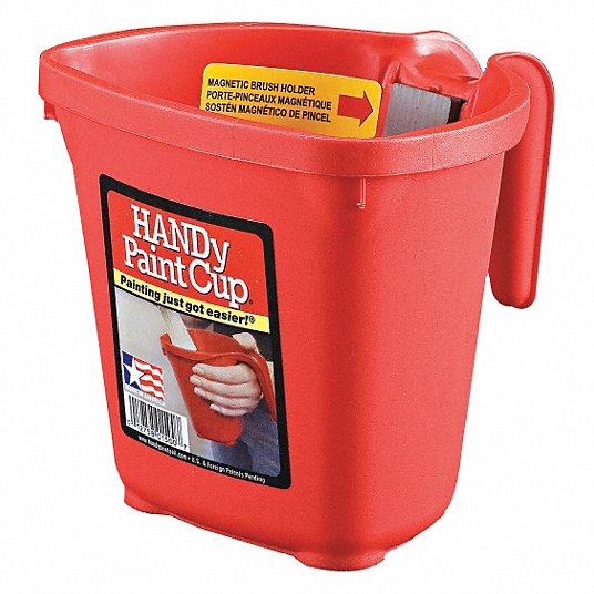 Paint Bucket: 1 pt Capacity, 6 1/2 in, 6 in Overall Lg, 6 in Overall Wd