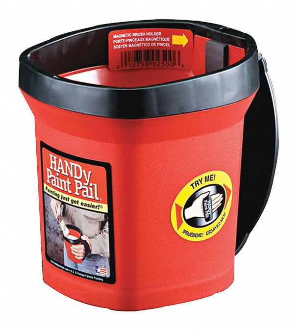 Paint Pail: 1 qt Capacity, 6 in, 6 in Overall Lg, 8 in Overall Wd, Plastic
