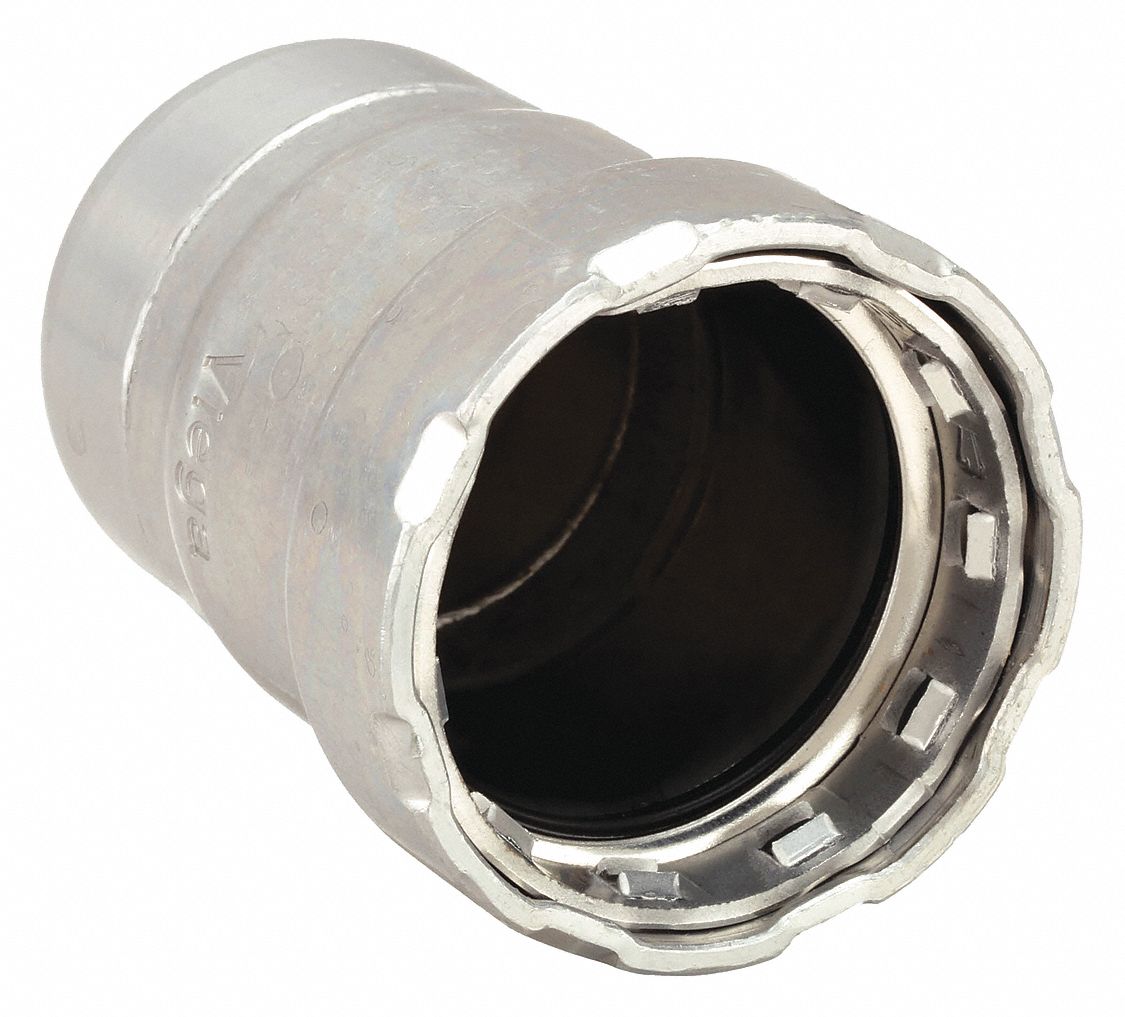 Crimp Fitting Cap: 1 in Pipe Size, Press-fit, Steel, EPDM, 2 7/16 in Overall Lg