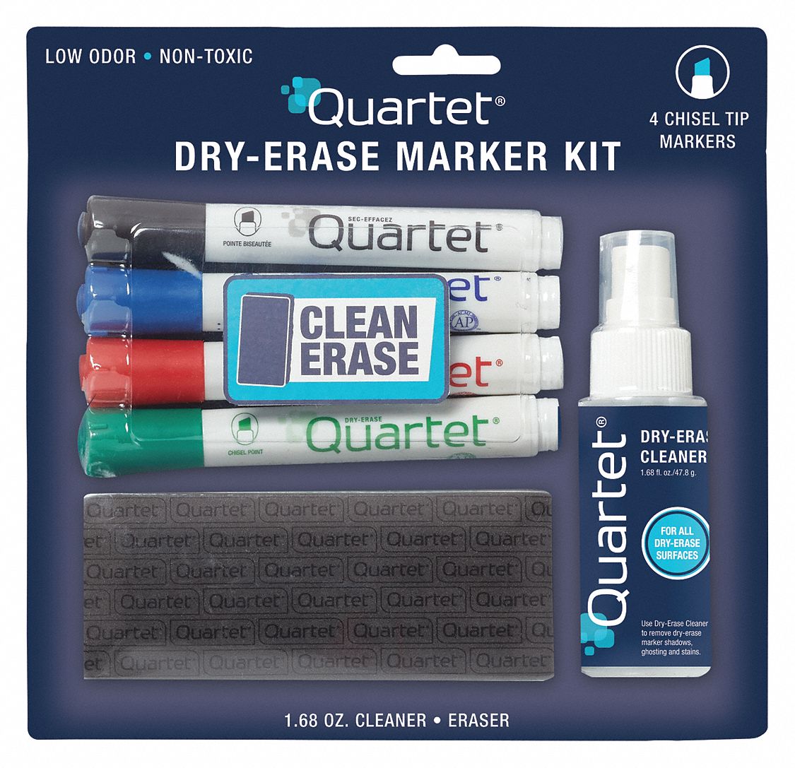 QUARTET Plastic Dry Erase Marker and Eraser Set, 7 57/64 inW, Back