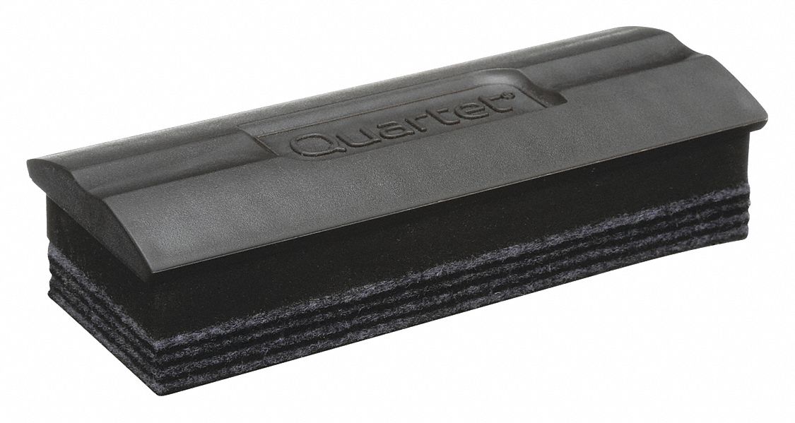 QUARTET Plastic/Felt Dry Erase Board Eraser, 5 inW, Black 49EU74PE1