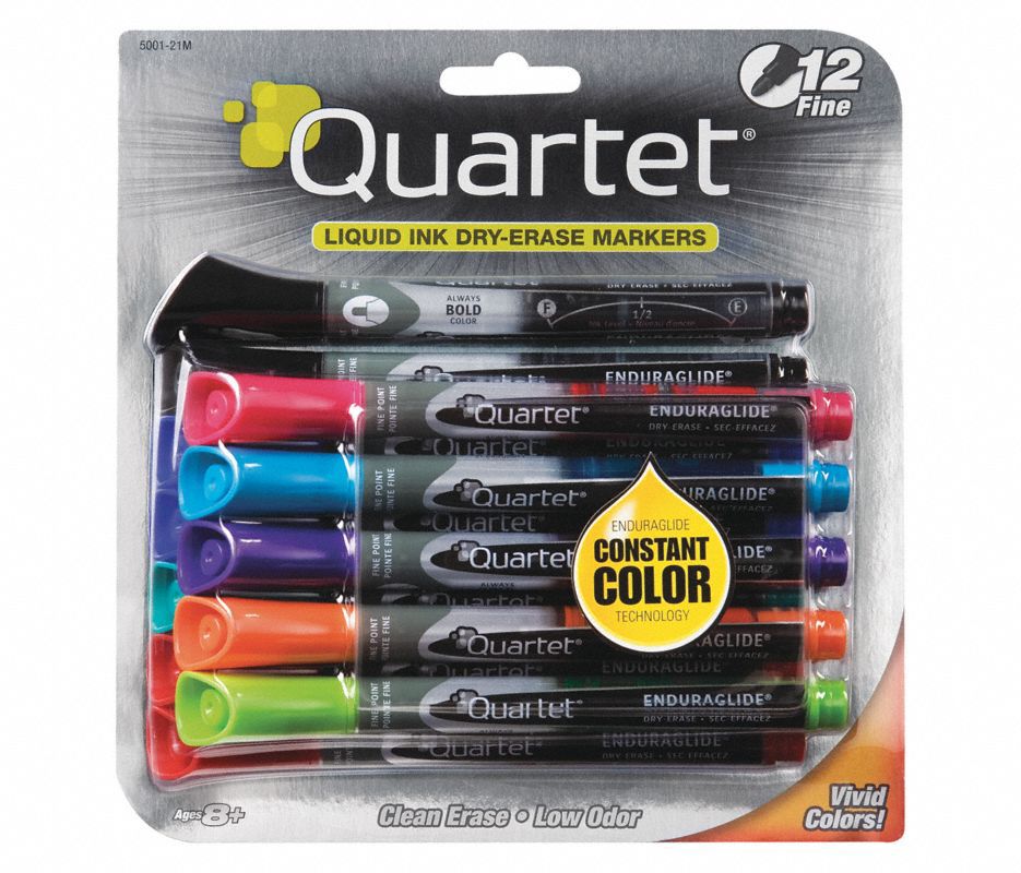 QUARTET Dry Erase Markers, Fine, Marker Cap Capped, Barrel Type