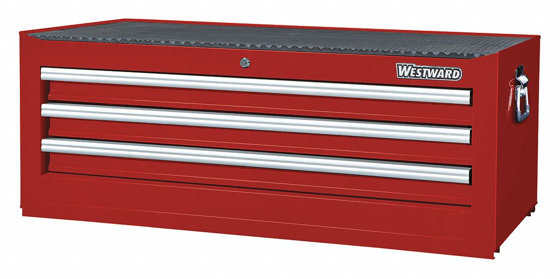 WESTWARD Tool Box: 20 in Overall Wd, 8 in Overall Dp, 9 in Overall Ht,  Padlockable, Red