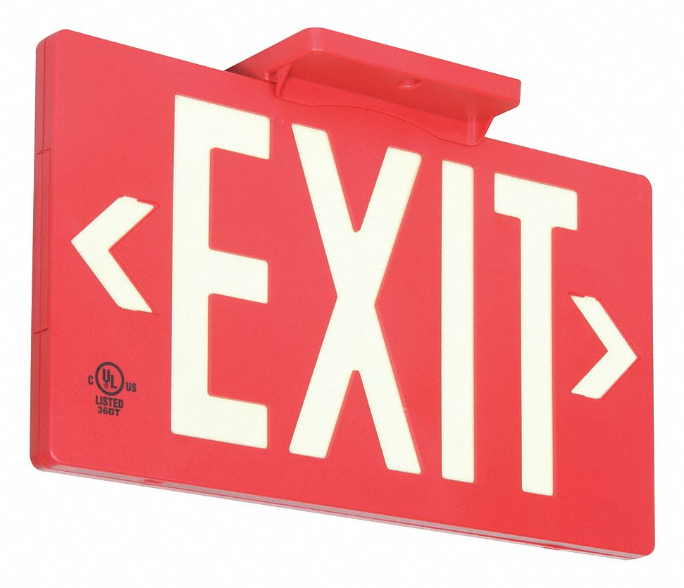 SIGN EXIT PF50 1 FACE WBRACKET RED