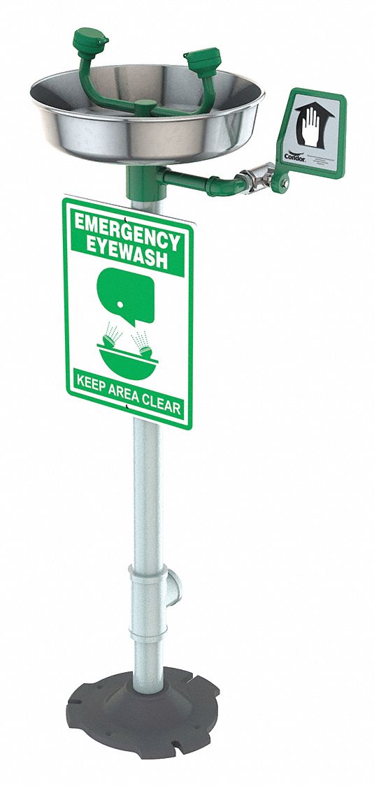 CONDOR Eyewash Stainless Steel Bowl, Polypropylene Spray Head, ANSI