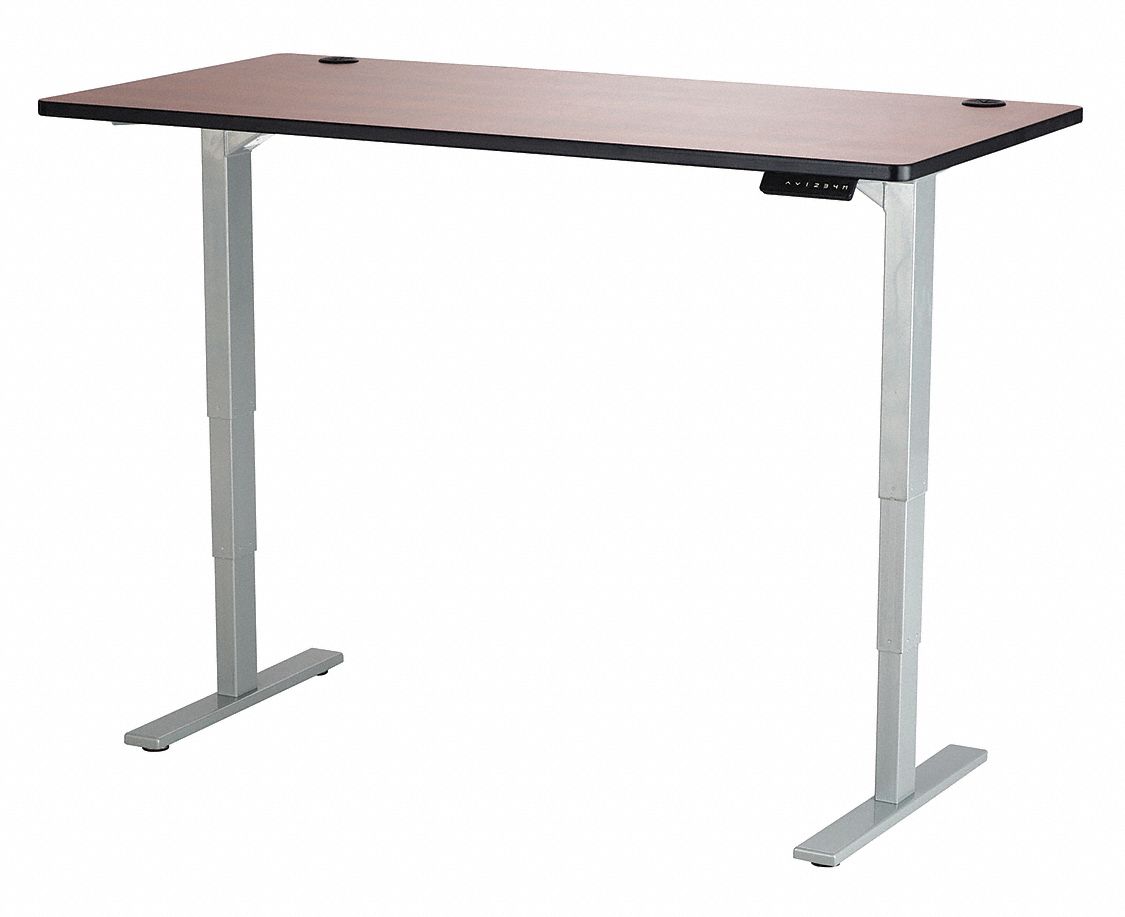 Adj. Table,30 in.D,60 in.W,Cherry,Steel - Grainger