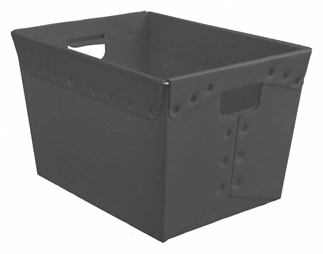 Nesting Container, Black, 12 inH x 18 inL x 13 inW, 3PK