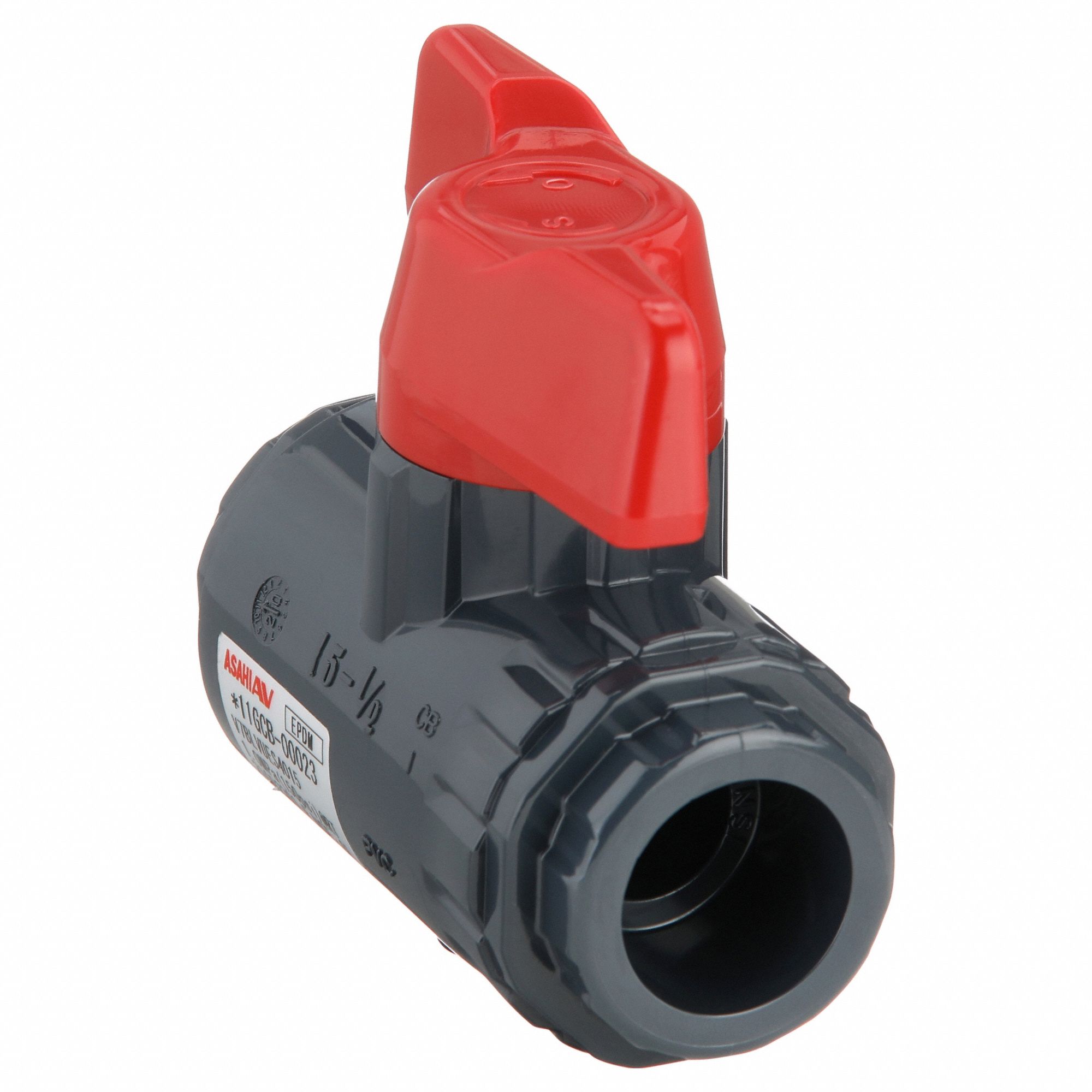 Manual Two-Way Ball Valve: 1/2 in, PVC, Straight, Socket x Socket, 150 psi Max. Pressure (CWP)
