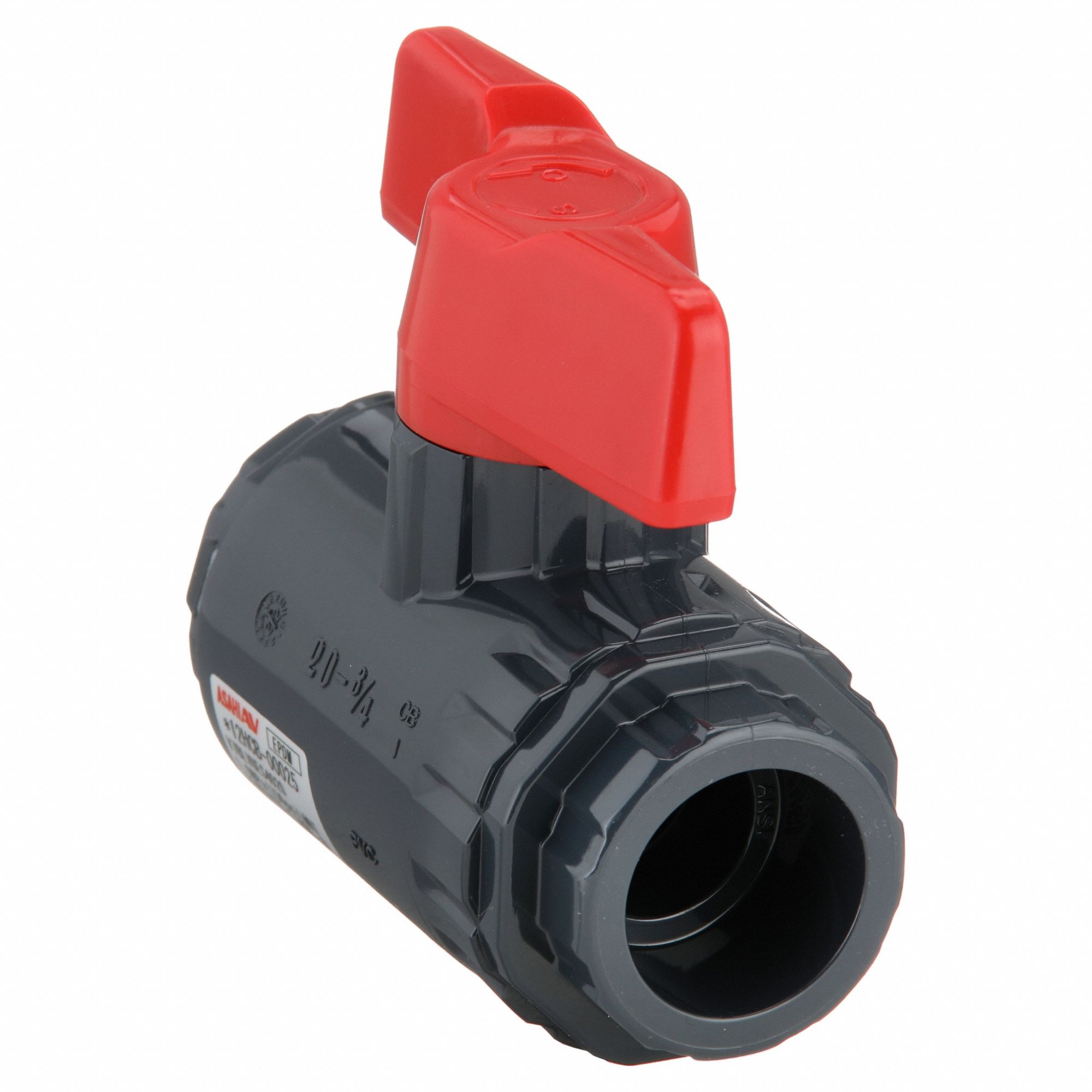 Manual Two-Way Ball Valve: 3/4 in, PVC, Straight, Socket x Socket, 150 psi Max. Pressure (CWP)