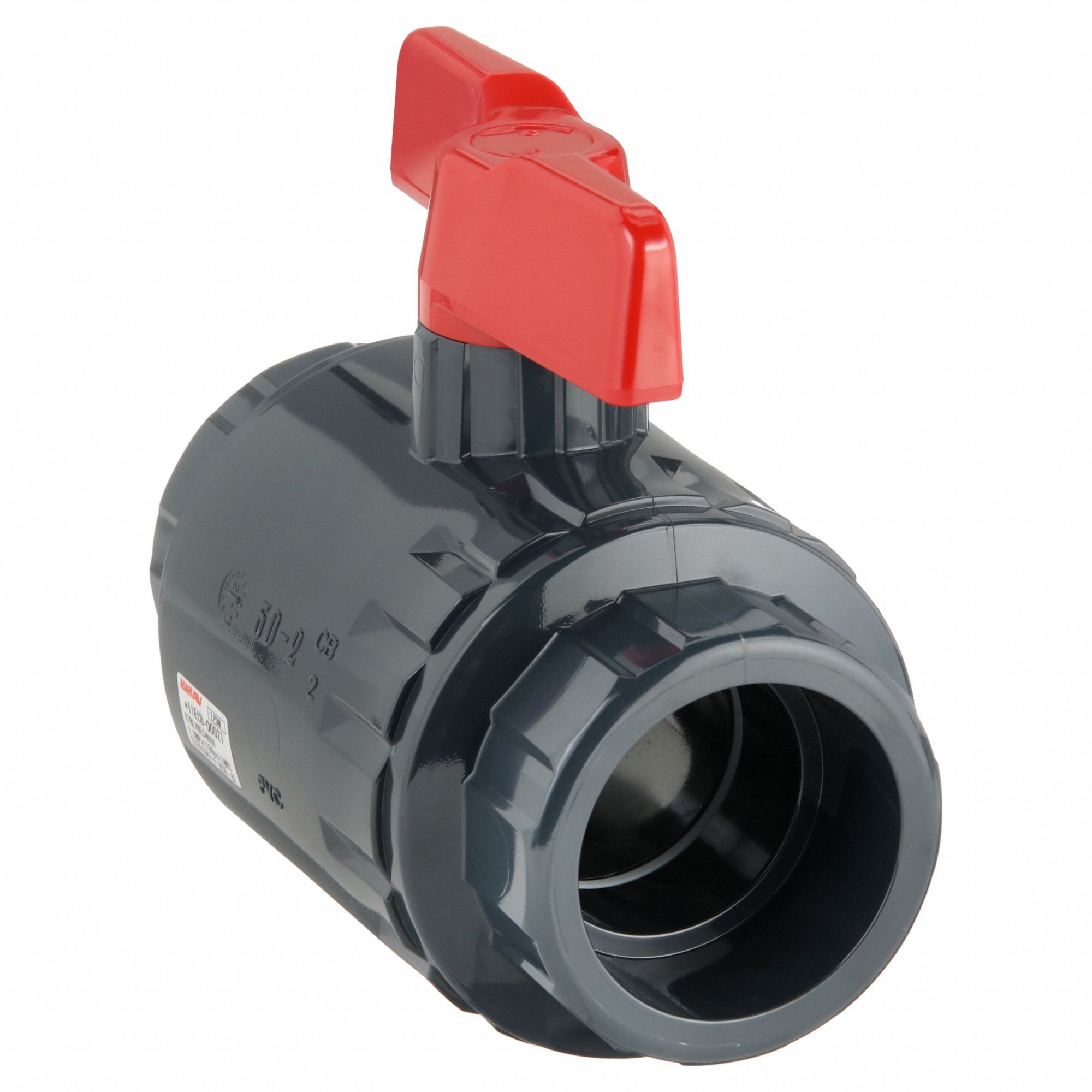 Manual Two-Way Ball Valve: 2 in, PVC, Straight, Socket x Socket, 150 psi Max. Pressure (CWP)