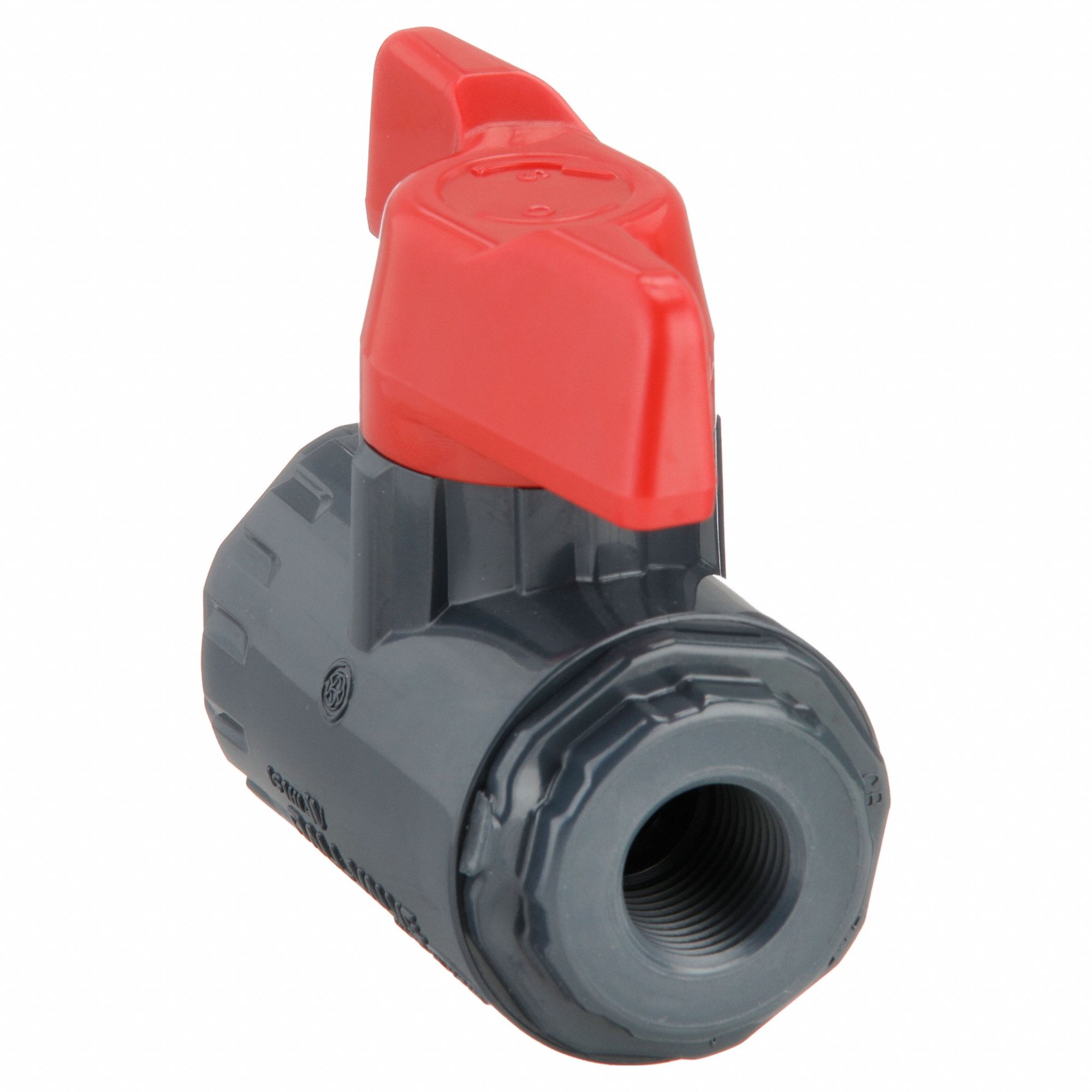 Manual Two-Way Ball Valve: 3/8 in, PVC, Straight, 150 psi Max. Pressure (CWP), One-Piece, Tee
