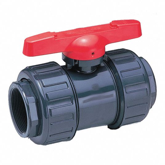 ASAHI Ball Valve, PVC, Inline, 1-Piece, Pipe Size 1 in, Tube Size 1 in