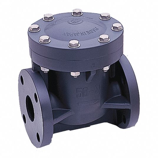 ASAHI Swing Check Valve: Single Flow, Inline Swing, PVC, 6 in Pipe/Tube  Size, Flange x Flange, EPDM