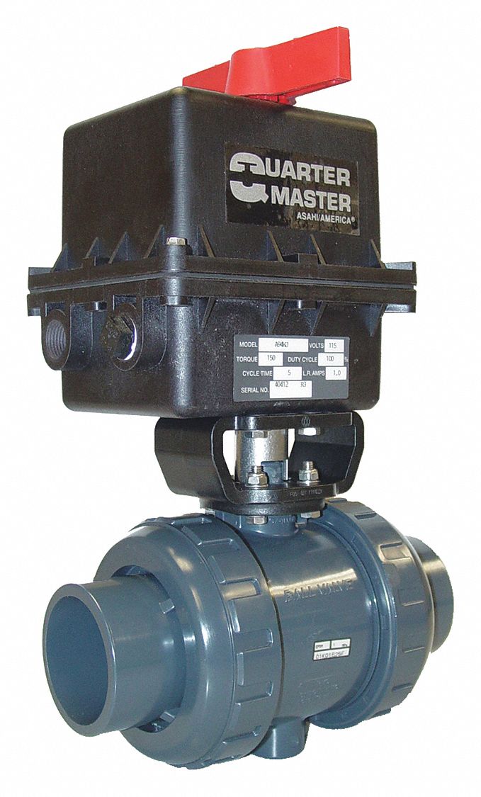 ball valve electronic actuated pvc pipe asahi 115v voltage ac close grainger zoro