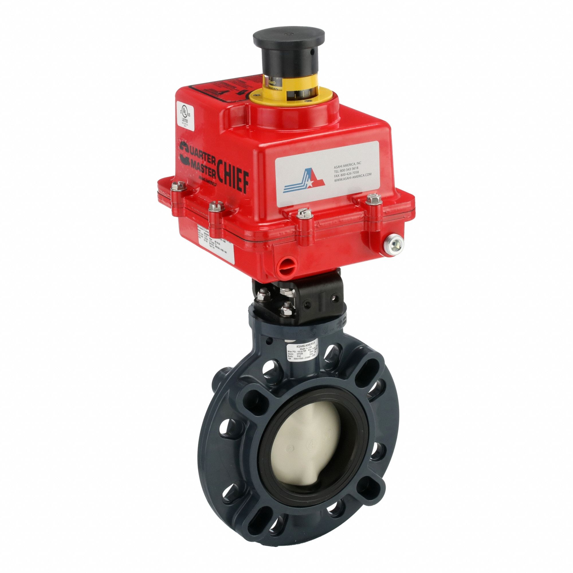 Butterfly Valve, 4" Pipe Size, PVC