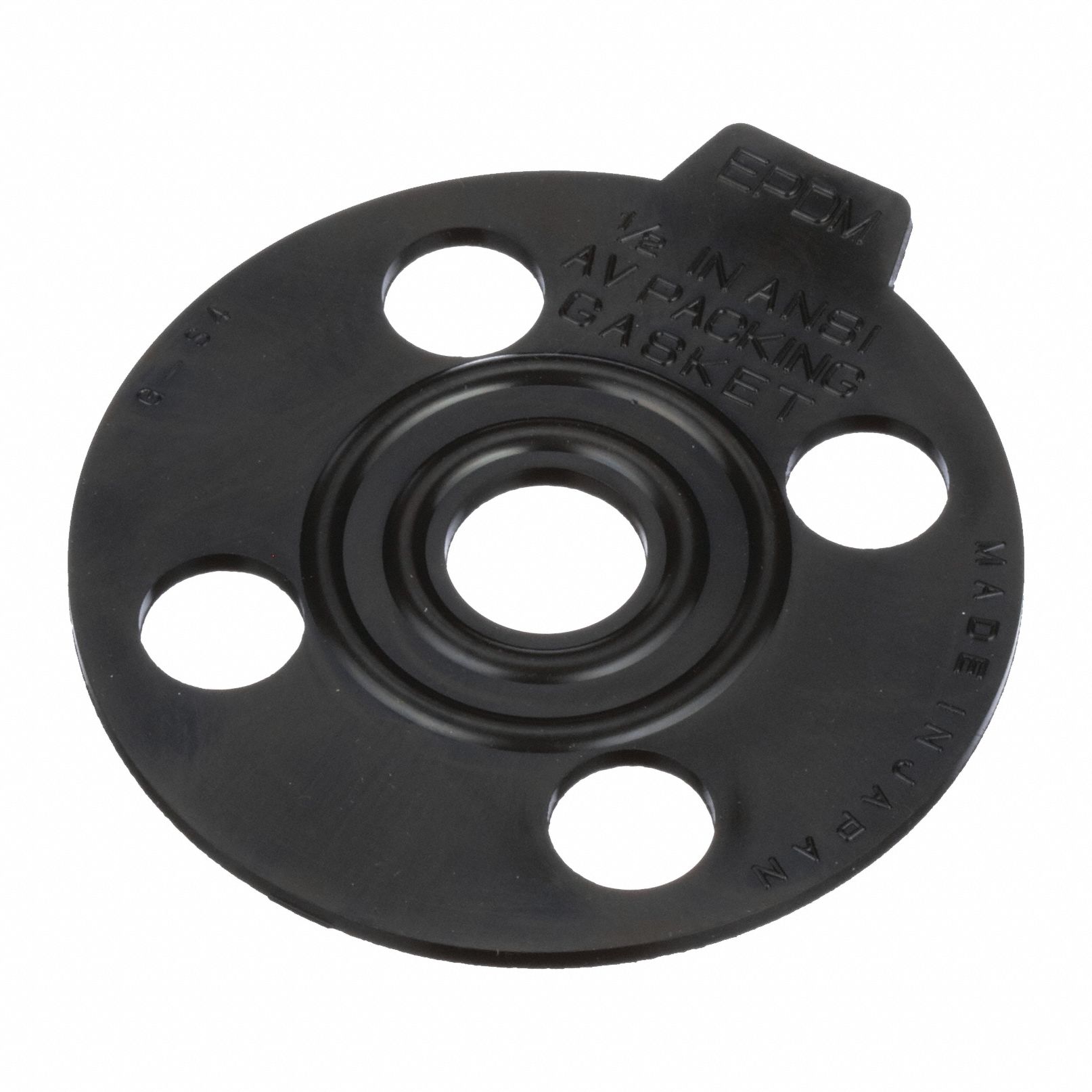 Full Face Flange Gasket: Class 150, EPDM, For 10 in Pipe, 5/64 in Thick, 10 3/4 in Inside Dia, Black
